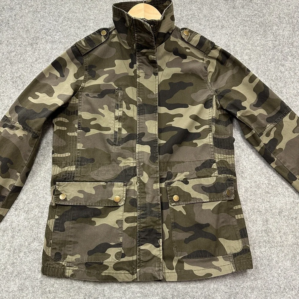 Love Tree Jacket Womens M Utility Military Style Camo Full‎ Zip Snap Pockets